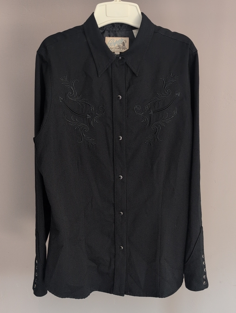 Roper Denver Colorado Vintage Men's Black Embroidered Western Pearl Snap